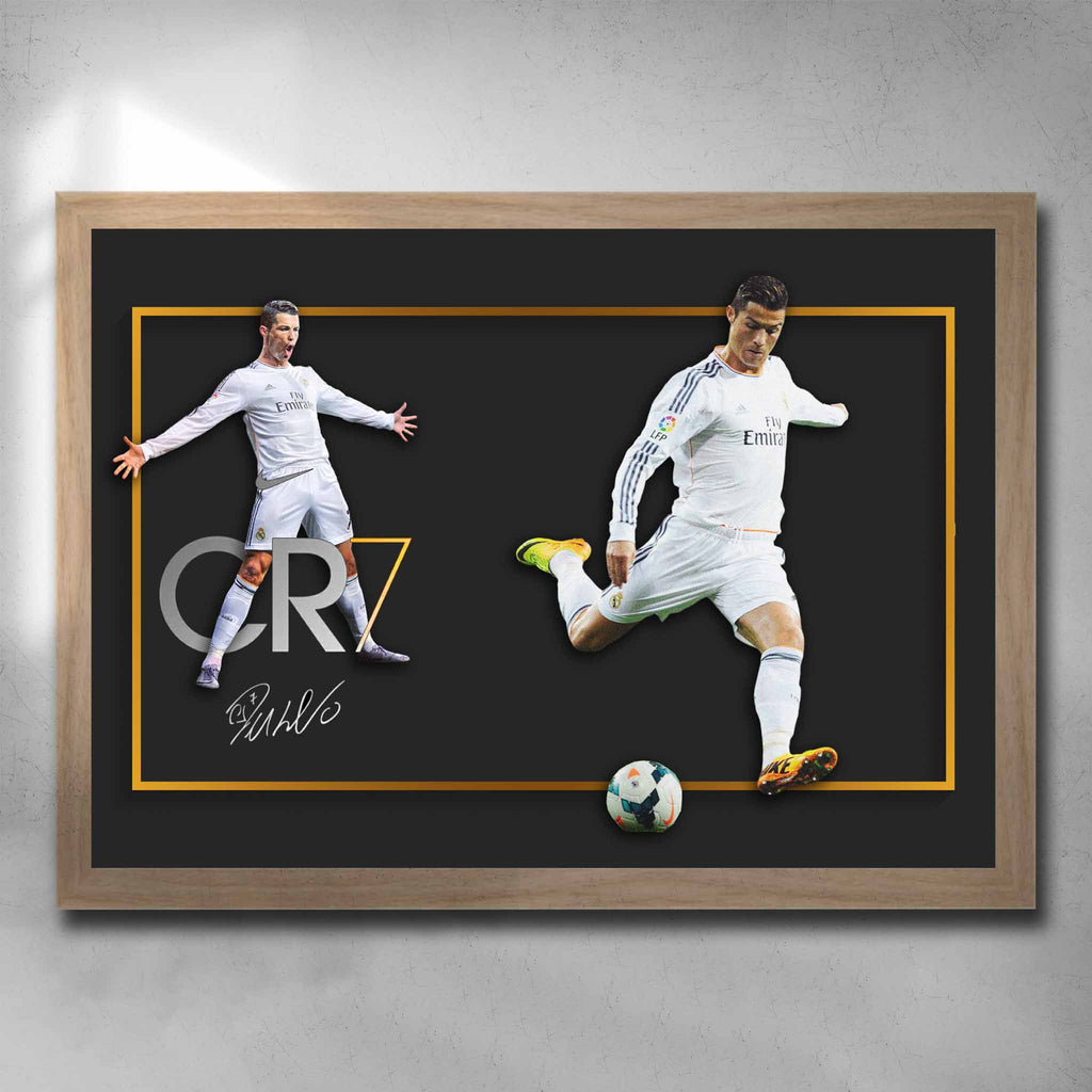 Oak framed CR7 Wall Art - Exclusive Cristiano Ronaldo Framed Prints by Sports Cave.