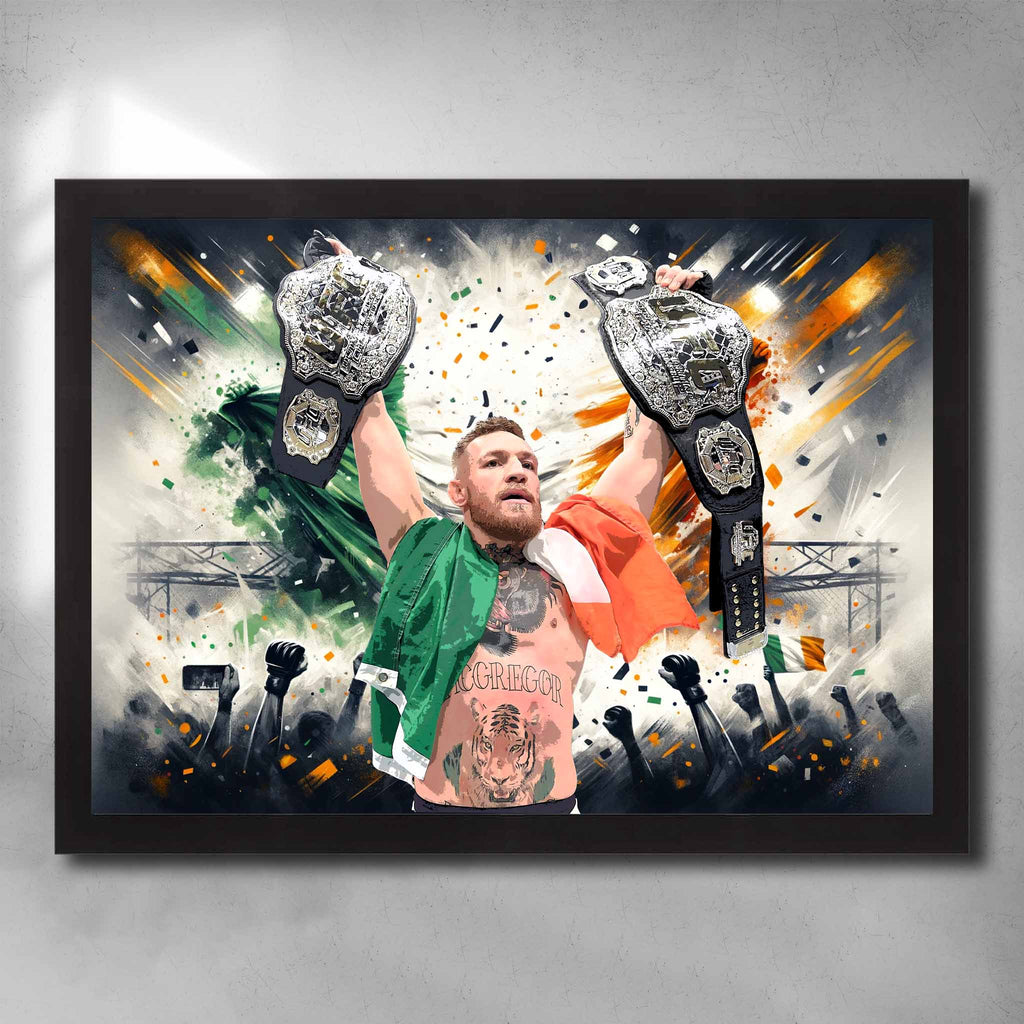 Black framed UFC Art by Sports Cave, featuring double UFC champion Conor Mcgregor.
