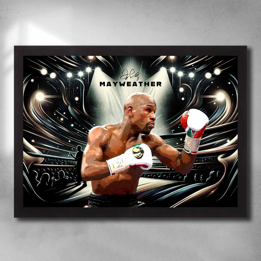 Black framed boxing art by Sports Cave, featuring the pound for pound best fighter in the world, Floyd "money" Mayweather...