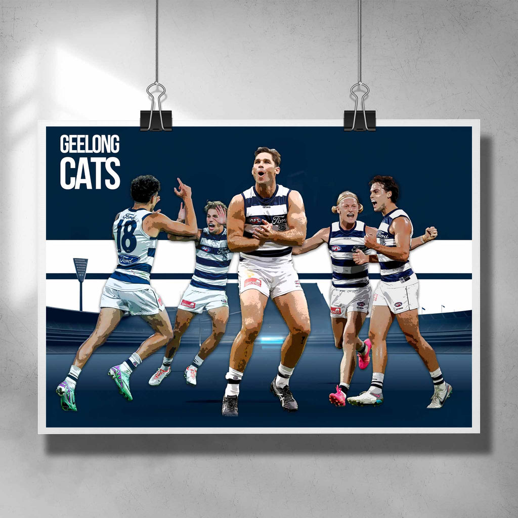 AFL poster by Sports Cave, featuring the Aussie Rules Club the Geelong Cats.
