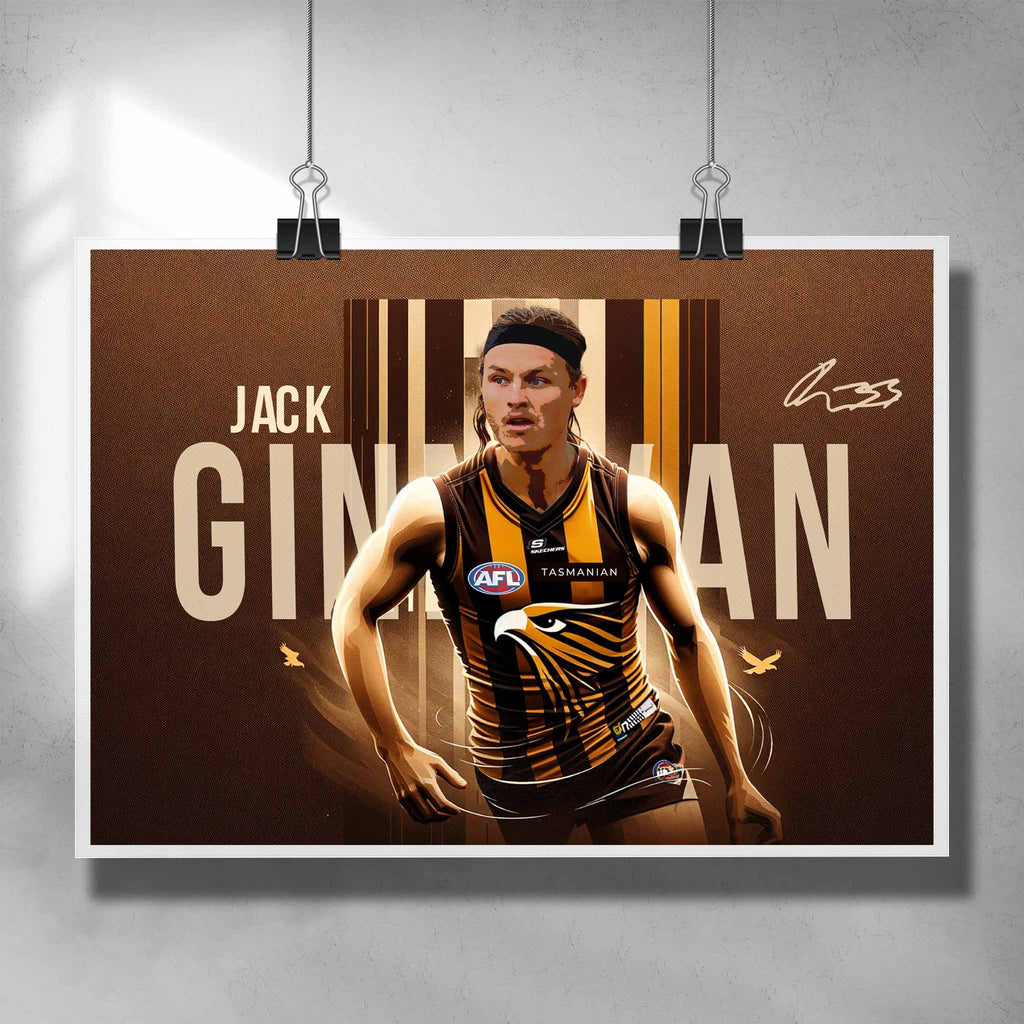 AFL poster by Sports Cave, featuring Jack Ginnivan from the Hawthorn Hawks.