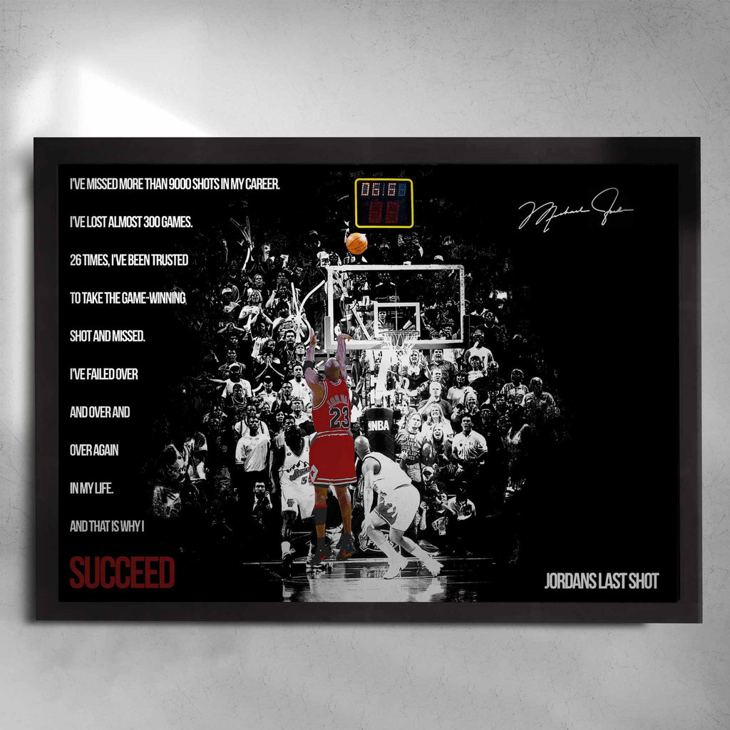Michael Jordans Last Shot Black Framed Picture by Sports Cave.