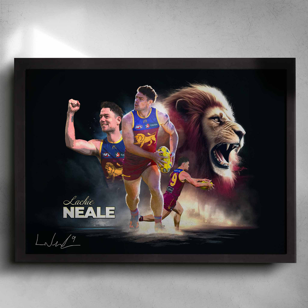 Black framed Lachie Neale Brisbane Lions Poster by Sports Cave.