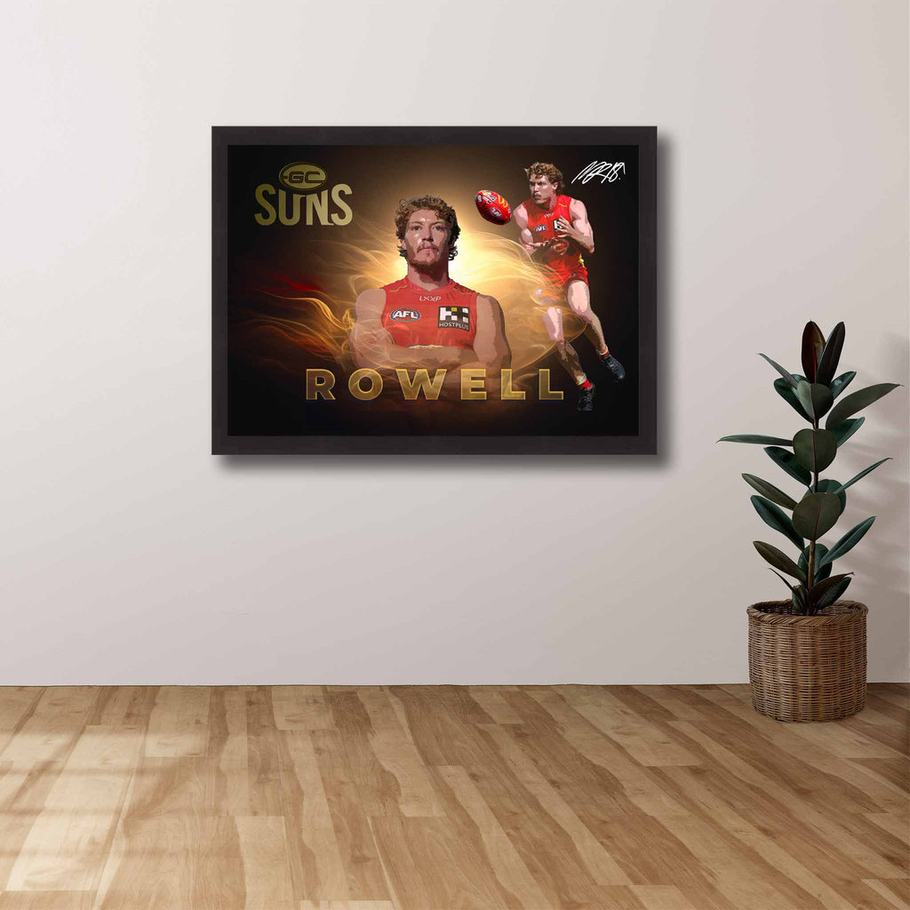 AFL Die-hard Supporters House, featuring a framed print of Matt Rowell showcased on the wall.