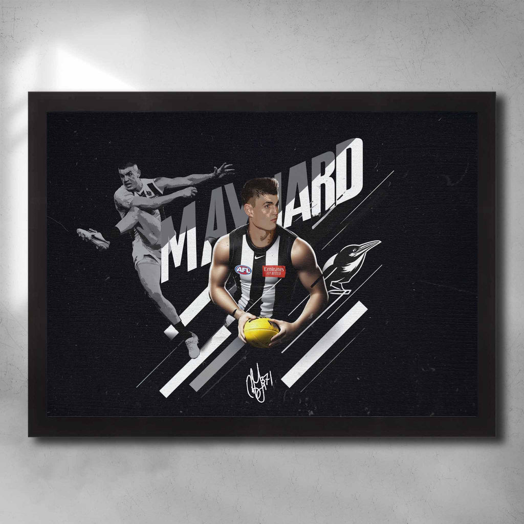 Black framed AFL Poster by Sports Cave, featuring Brayden Maynard from the Collingwood Magpies.