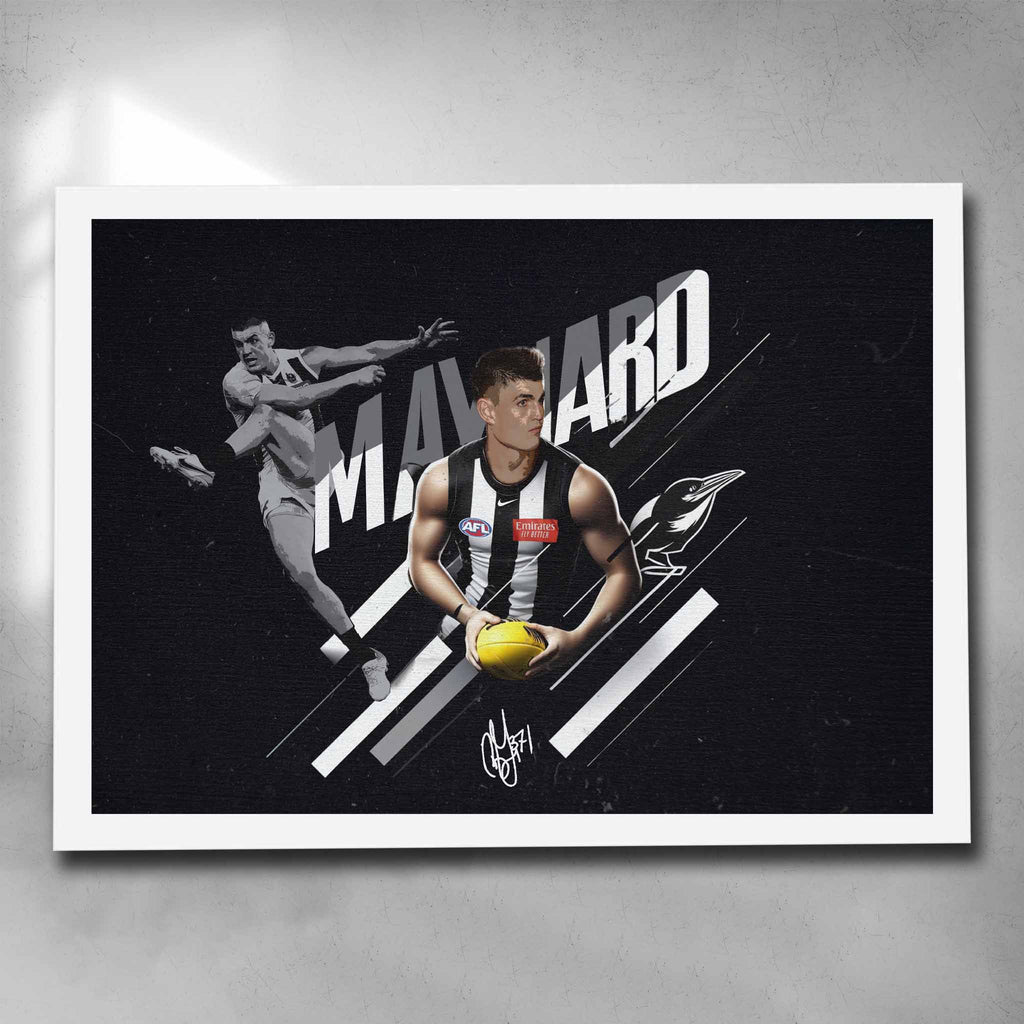 White framed AFL Poster by Sports Cave, featuring Brayden Maynard from the Collingwood Magpies.