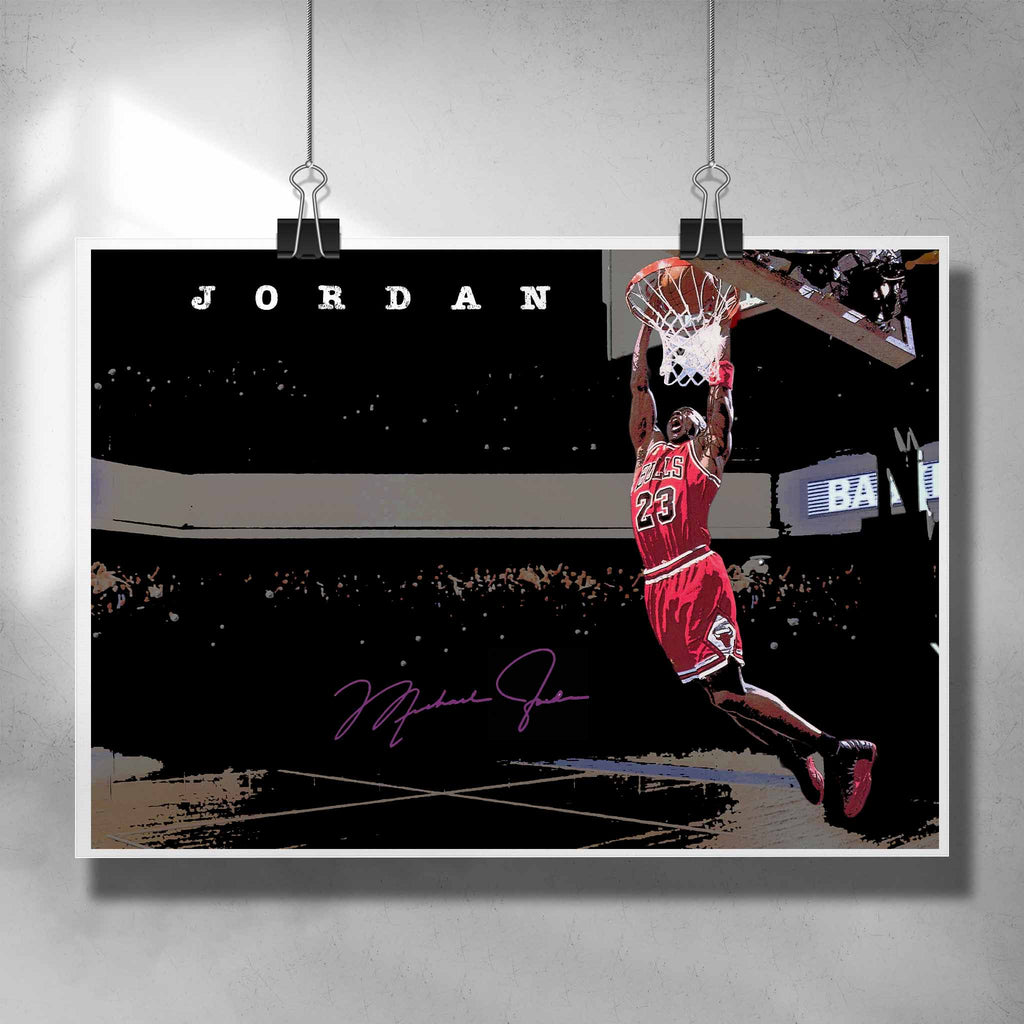Unique NBA Poster by Sports Cave featuring Michael Jordan from the Chicago Bulls.