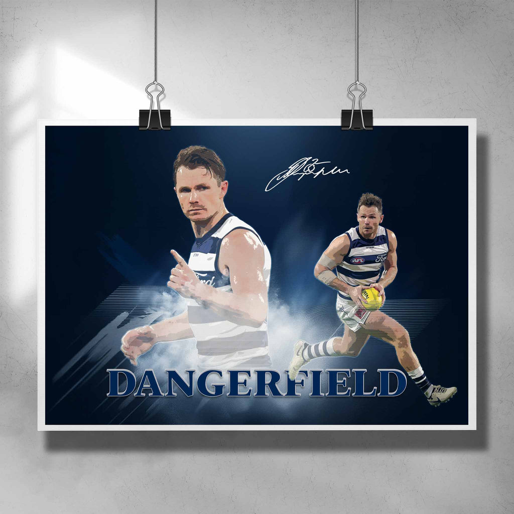 AFL Poster by Sports Cave, featuring Patrick Dangerfield from the Geelong Cats.