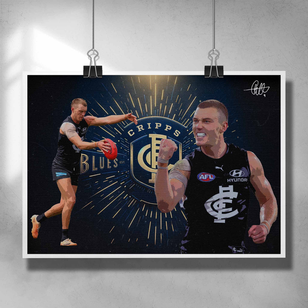 AFL poster by Sports Cave, featuring Patrick Cripps from the Carlton Blues.