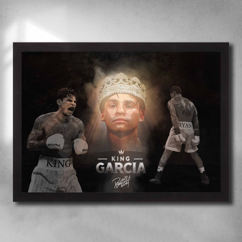 Black framed boxing poster by Sports Cave, featuring King Ryan Garcia.