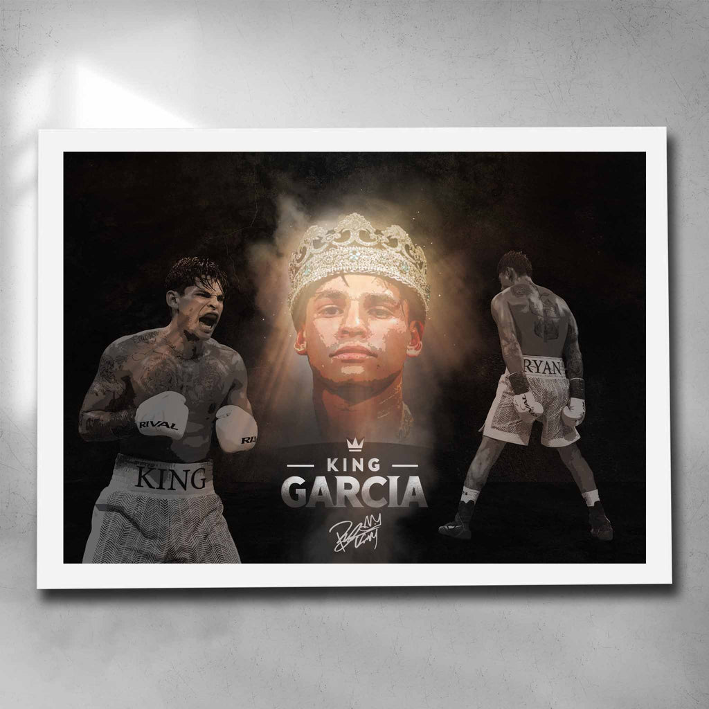 White framed boxing poster by Sports Cave, featuring King Ryan Garcia.