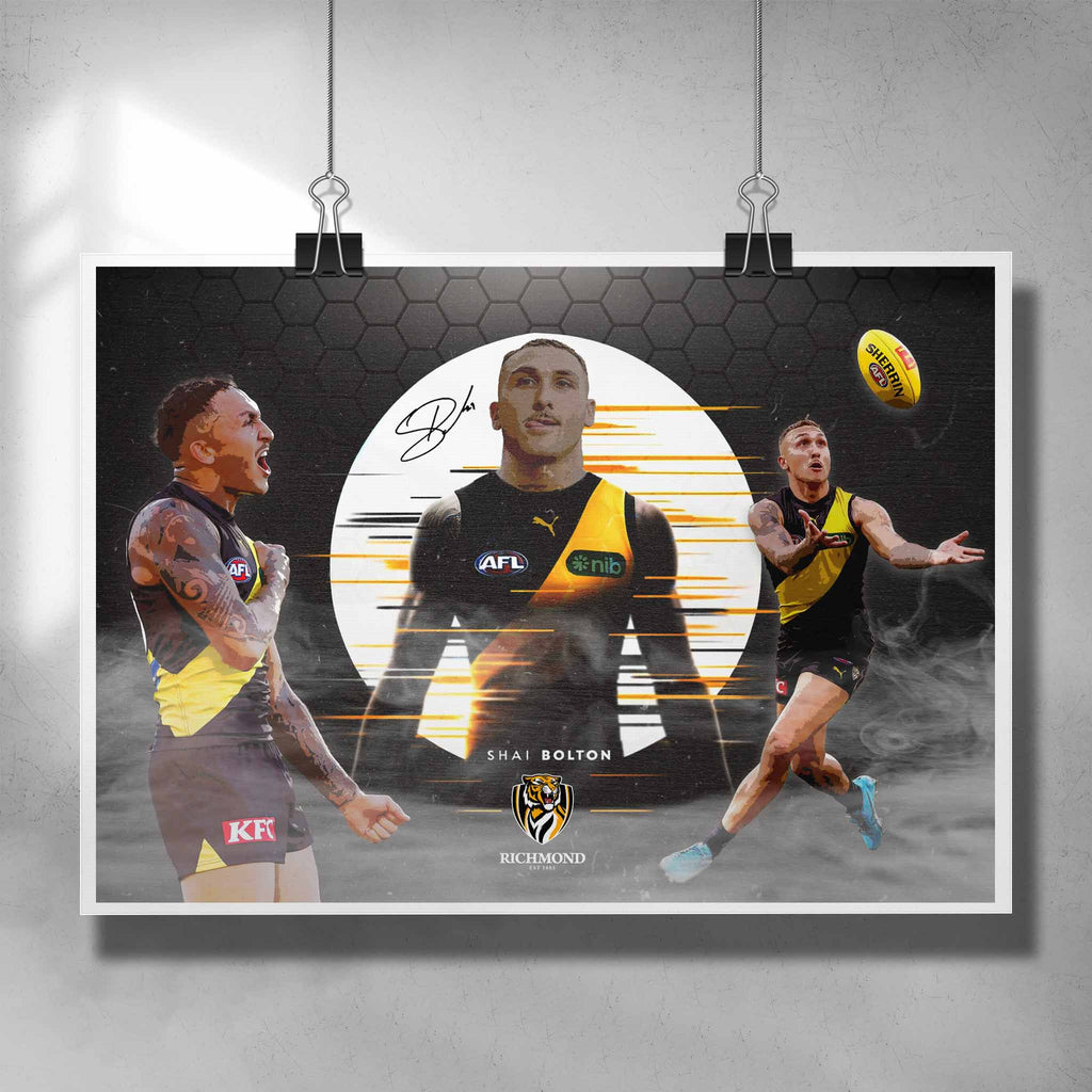 AFL poster by Sports Cave, featuring Shai Bolton from the Richmond Tigers.