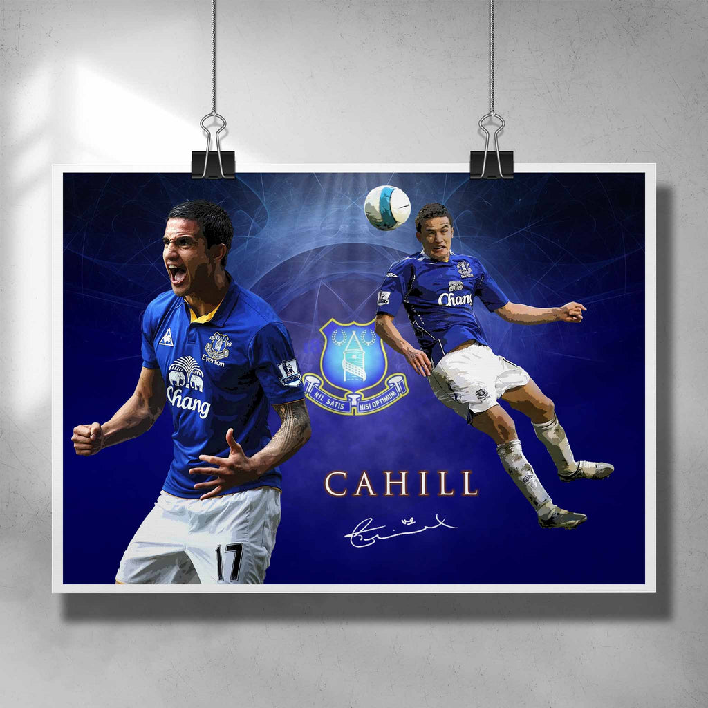 Unique soccer poster by Sports Cave, featuring Tim Cahill from Everton FC.